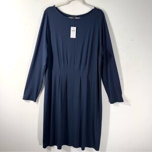 J Jill Wearever navy knit pleat front dress Sz XL TALL NWT